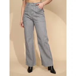 Global Republic Light Grey Cotton Regular Fit High Rise Jeans-picture-33