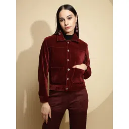 Global Republic Maroon Fleece Jacket-picture-40