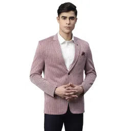Global Republic Maroon Regular Fit Striped Blazer-picture-32