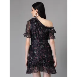 Global Republic Navy Printed A Line Dress image 2