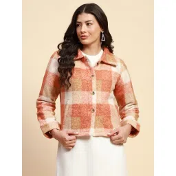 Global Republic Orange Regular fit Checks Jacket image 1