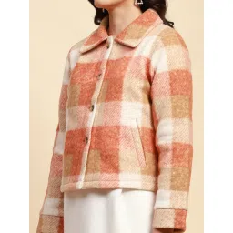 Global Republic Orange Regular fit Checks Jacket image 5