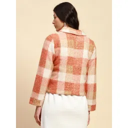 Global Republic Orange Regular fit Checks Jacket image 2