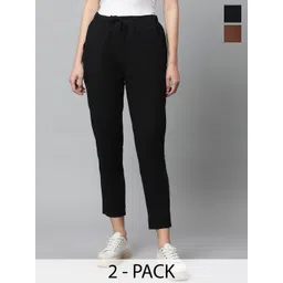 Global Republic Pack Of 2 Cotton Slim Fit High Waist Cigarette Trousers-picture-36