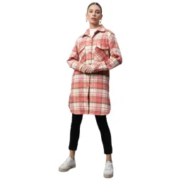 Global Republic Pink & Off White Cotton Checks Jacket-picture-34