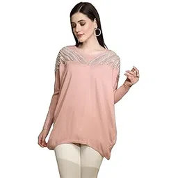 global republic Pullover for Women Pink Embellished Full Sleeve Roundneck Nylon Pullover-picture-13