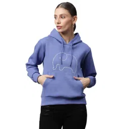 Global Republic Purple Embroidered Kangaroo Pocket Fleece Hoodie-picture-35