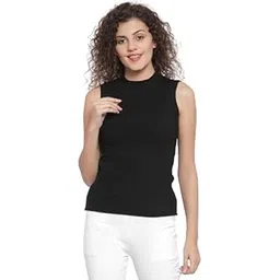 global republic Viscose Blend Knitted Slim Fit Sleeveless Skivvy for Women (410, Black, Free Size)-picture-11