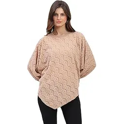 global republic Viscose Blend Lace Round Neck Ponchu for Women (16379)-picture-12