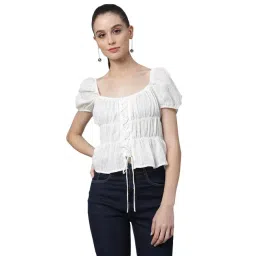 Global Republic White Striped Crop Top-picture-37