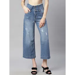 Global Republic Women Comfort Relaxed Fit High-Rise Mildly Distressed Light Fade Stretchable Jeans-picture-28