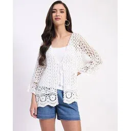 global republic Women Regular Fit Crochet Shrug-picture-12