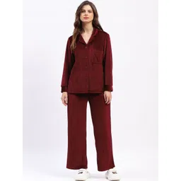 Global Republic Women Ribbed Shirt & Pyjamas Nightsuit Set-picture-34
