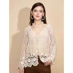 Global Republic Women Solid V-Neck Tie-Up Shrug-picture-15