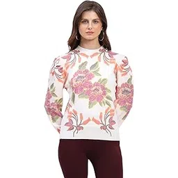 global republic Wool Blend Floral Print Crew Neck Pullover for Women (147-P)-picture-37