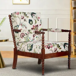 GLOBALLY INDIAN Beige & Brown Printed Wooden Classic Lounge Chair-picture-34