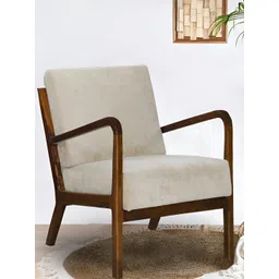 GLOBALLY INDIAN Beige & Brown Wooden Lounge Chair-picture-30