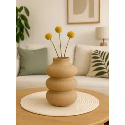 GLOBALLY INDIAN Beige Ceramic Ripple Curve Vases-picture-17