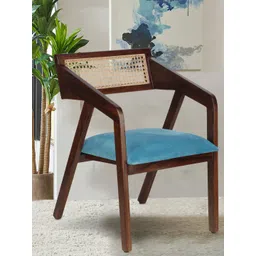 GLOBALLY INDIAN Blue And Brown Cane-Back Accent Wooden Lounge Chair-picture-22