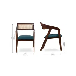 GLOBALLY INDIAN Brown & Teal Wooden Accent -Style Arm Lounge Chair image 3