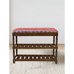 GLOBALLY INDIAN Brown Printed Wooded 2 Tier Shoe Stand-picture-15