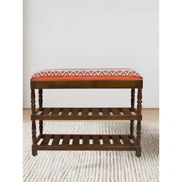 GLOBALLY INDIAN Brown Printed Wooded 2 Tier Shoe Stand-picture-16