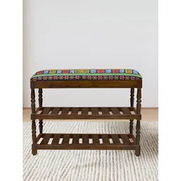 GLOBALLY INDIAN Brown Printed Wooded 4 Tier Shoe Stand-picture-18