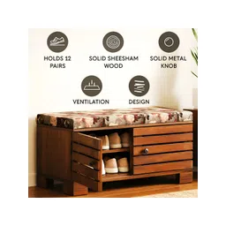 GLOBALLY INDIAN Brown Printed Wooded 4 Tier Shoe Stand-picture-31