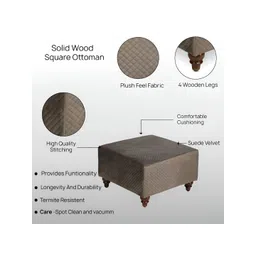 GLOBALLY INDIAN Brown Textured Wooden Square Puff Ottoman-picture-27