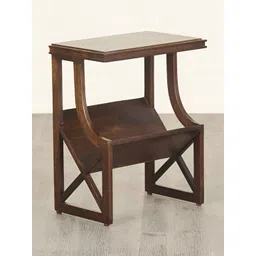 GLOBALLY INDIAN Brown Wooden Rectangle Bedside Table image 1