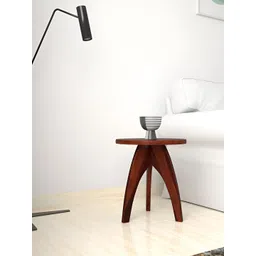 GLOBALLY INDIAN Brown Wooden Round Bedside Table-picture-24