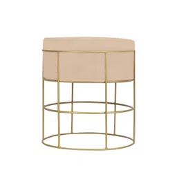 GLOBALLY INDIAN Cream-Colored Cylindrical Velvet Ottomans-image-37