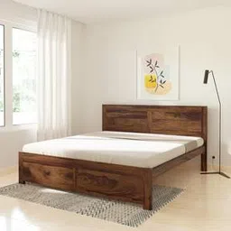 globally indian Finn Solid Wood King Size Non Storage Bed in Provincial Teak Finish-picture-11