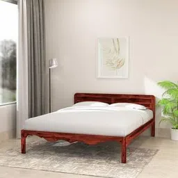 globally indian Isabella Solid Wood Queen Size Non Storage Bed in Honey Oak Finish-picture-10