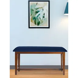 GLOBALLY INDIAN Navy blue & Brown Sheesham Wooden Cushioned Rectangle Bench-picture-21
