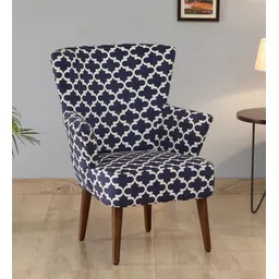 GLOBALLY INDIAN Navy Blue & White Printed Wooden Lounge Chair-picture-26