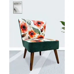 GLOBALLY INDIAN Orange & Green Printed Wooden Accent -Style Lounge Chair-image-45
