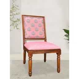 GLOBALLY INDIAN Pink & Brown Printed Vintage-Style Wooden Lounge Chair-picture-27