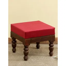 GLOBALLY INDIAN Red & Brown Acacia Wood Ottoman-picture-11
