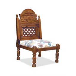 GLOBALLY INDIAN White And Brown Sheesham Carved Wooden Lounge Chair-picture-36