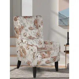 GLOBALLY INDIAN White And Brown Wingback Wooden Lounge Chair-picture-38