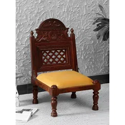 GLOBALLY INDIAN Yellow & Brown Accent-Style Wooden Lounge Chair-picture-19