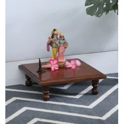 Sheesham Wood Pooja Chowkie In Brown By Globally Indian image 1