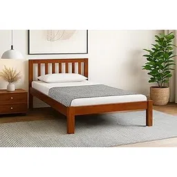 GLOBALLY INDIAN- Where Creativity Meets Living Orian Solid Wood Single Bed in Honey Oak Finish in Sheesham Wood (Rosewood)-picture-12