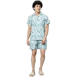 globalrang Men's Rayon Printed Co-ord Set Regular Fit Night Dress-picture-45