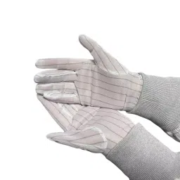 GLOBALSS Both Side Line ESD Gloves Non-Allergenic Polyester Fabric White Full Fingered Small-picture-17