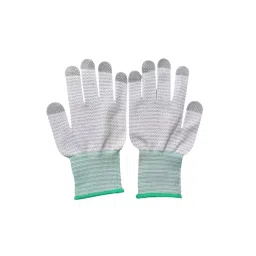 GLOBALSS Full Fingered ESD Dotted Gloves PU Green & Grey Medium-picture-30