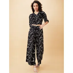 Globus Abstract Print Wrap Tie-Back Crop Top & Flared Palazzos Co-Ord Set-picture-29