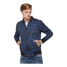 Globus Black & Blue Cotton Regular Fit Printed Jacket-picture-40
