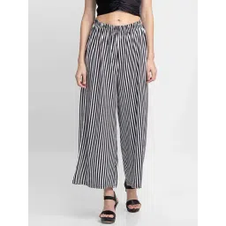 Globus Black & White Striped Flared Trousers-picture-26